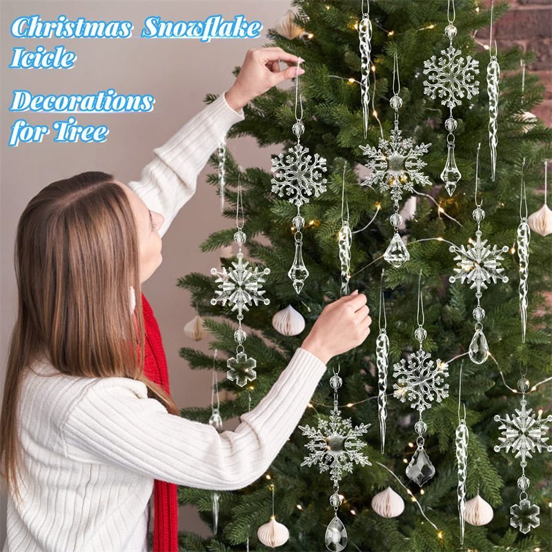 10pcs Christmas Tree Hanging Pendants Acrylic Ice Strip Snow Ceiling Xmas Ornaments New Year Christmas Decoration Home Decor - #nabisa#