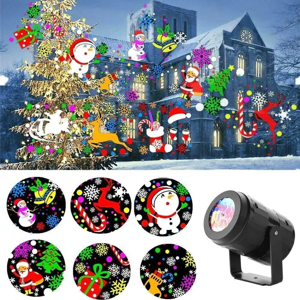 Christmas Party Lights Snowflake Projector Light Led Stage Light Rotating Xmas Pattern Outdoor Holiday Lighting Garden Christmas Decor Nabisa