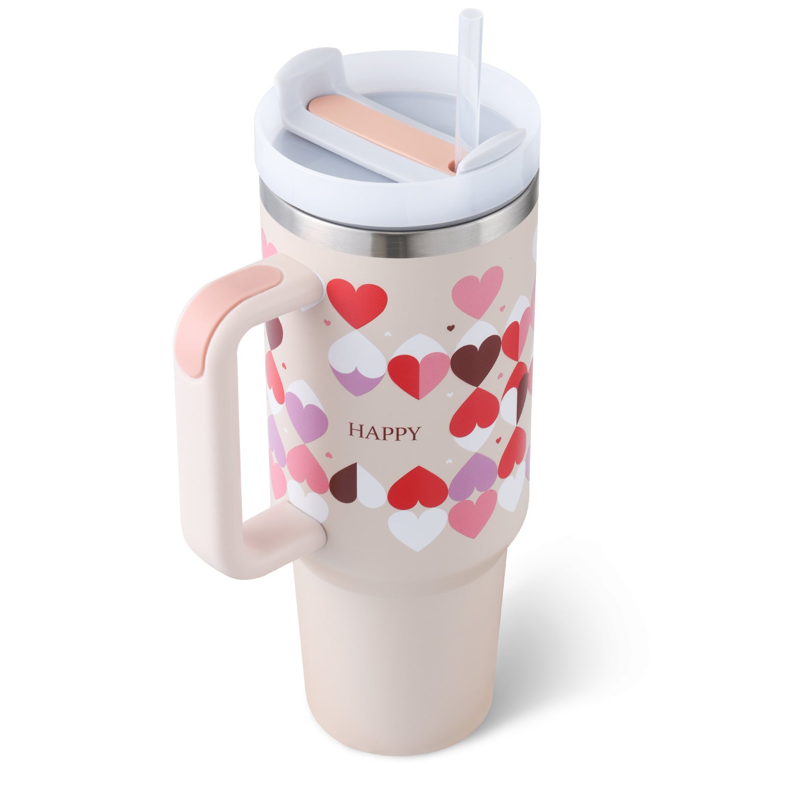 40 Oz Tumbler With Handle Straw Insulated, Stainless Steel Spill Proof Vacuum Coffee Cup Tumbler With Lid Tapered Mug Gifts For Valentine Lover Suitable For Car Gym Office Travel Nabisa