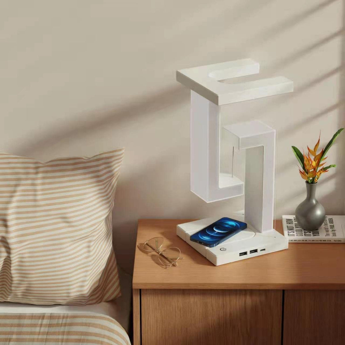 Creative Smartphone Wireless Charging Suspension Table Lamp Balance Lamp Floating For Home Bedroom - #nabisa#