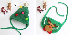 Dog Cat Pet Christmas Hat Saliva Towel Bib