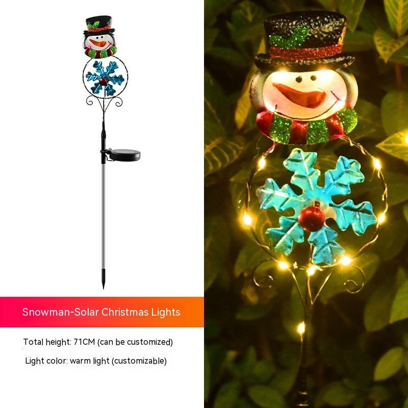 Solar Christmas Led Snowman Elk Ground Plug Light Nabisa