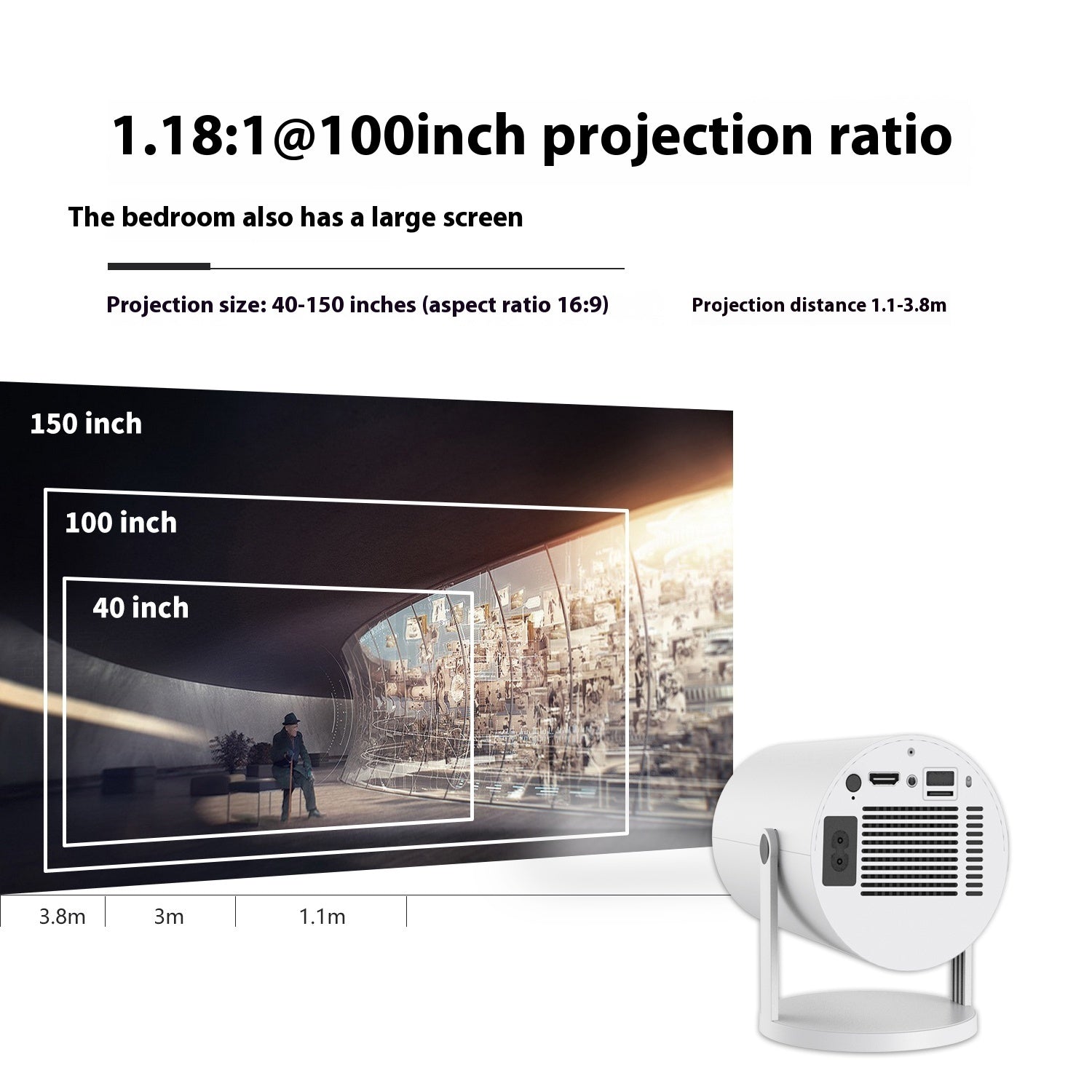 Portable Projector Small Straight Projector For Home Use 180 Degrees Projection Angle Automatic Focus Home Video Projector Nabisa