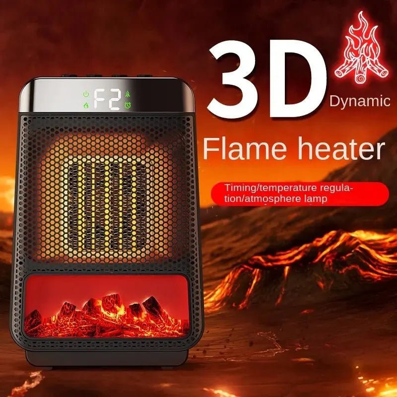 Fan Heater 3D Dynamic Flame Bathroom Home Heater 1500W Portable Household ECO Electric Heater PTC Fast Heating Shake Head Warmer - #nabisa#