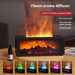 Fireplace Seven-color Ambience Light Desktop Small Flame Humidifier Household Fireplace Flame Aroma Diffuser