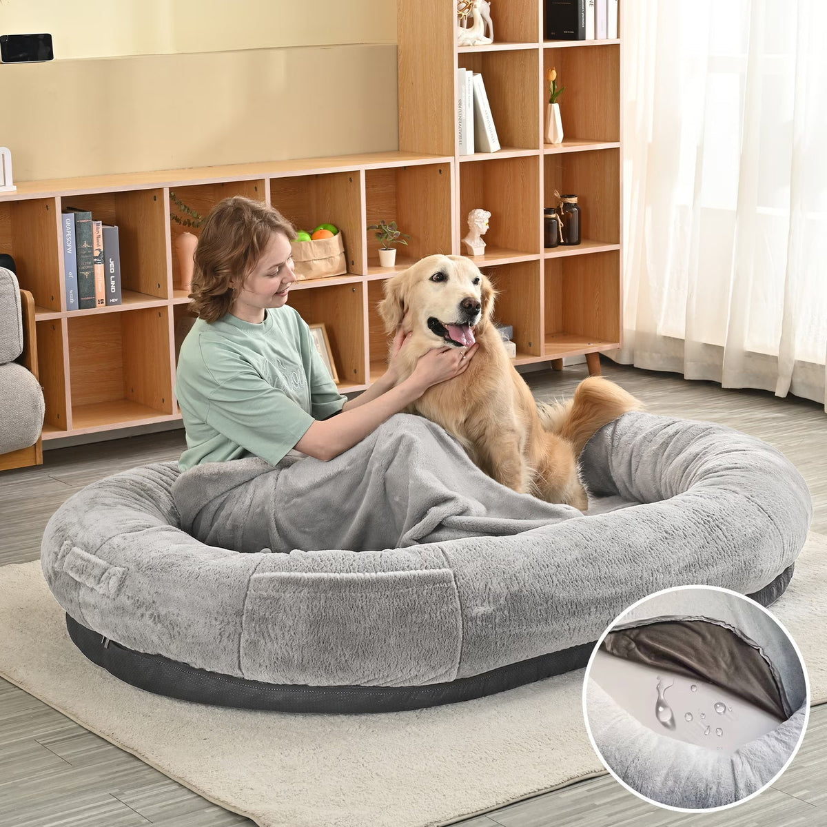 Large Light Gray Human Dog Bed - #nabisa#